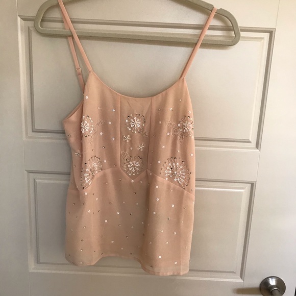 Pale pink tank with sequins - Picture 1 of 3